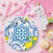 Middellandse-tegels, majolica, Siciliaanse stijl Papieren Bordje (Feest)