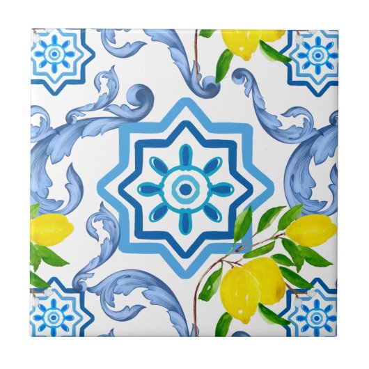 Middellandse-tegels, majolica, Siciliaanse stijl Tegeltje (Voorkant)