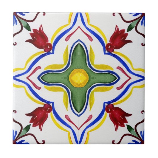 Middellandse-tegels, majolica, Siciliaanse stijl Tegeltje (Voorkant)