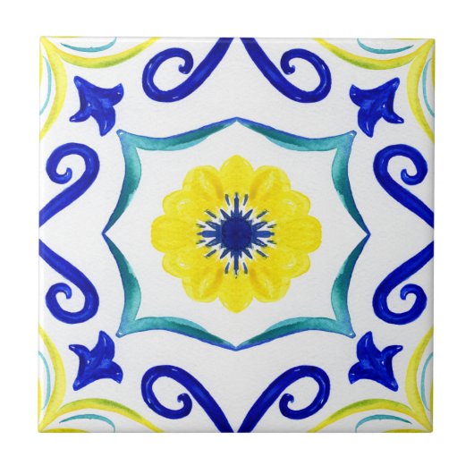 Middellandse-tegels, majolica, Siciliaanse stijl Tegeltje (Voorkant)