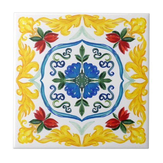 Middellandse-tegels, majolica, Siciliaanse stijl Tegeltje (Voorkant)