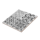 Middellandse-tegels, majolica, zwart-wit tegeltje (Zijkant)