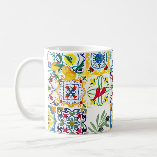 Middellandse-tegels, olijven, Spaanse peper, citro Koffiemok (Links)