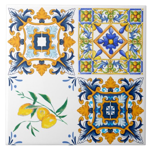 Middellandse-tegels, Siciliaanse tegels, majolica Tegeltje (Voorkant)