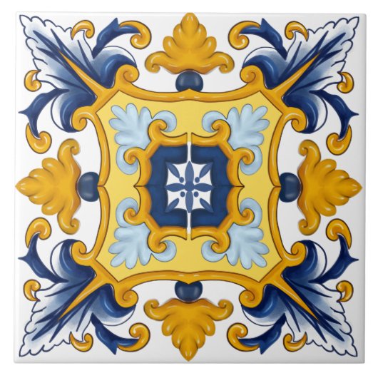 Middellandse-tegels, Siciliaanse tegels, majolica Tegeltje (Voorkant)