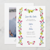 Middellandse Tuin Bloemig Save the Date Kaart (Voorkant / Achterkant)