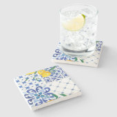 Middellandse Zee,Amalfi-stijl,eenvoudige vierkante Stenen Onderzetter (Zijkant)