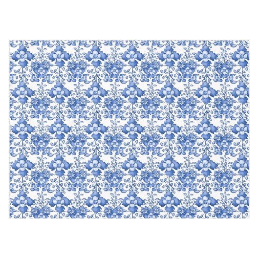 Middellandse Zee,Blauwe bloemen Tafelkleed (Voorkant (Horizontaal))