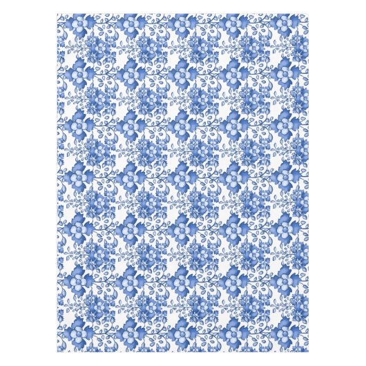 Middellandse Zee,Blauwe bloemen Tafelkleed (Voorkant)