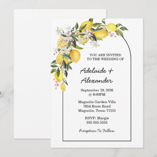 Middellandse Zee Citroen Geel Citroengeel Kaart (Voorkant / Achterkant)