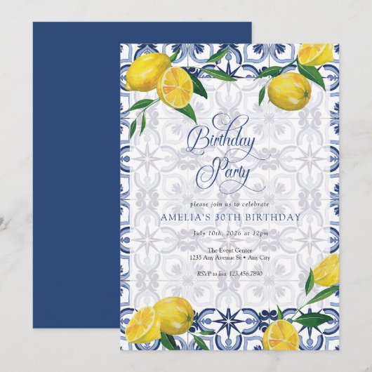 Middellandse Zee | Citroen | Uitnodigingen voor vo (Voorkant / Achterkant)