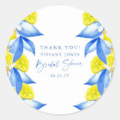 Middellandse Zee Citroenen Bruidsfeest Bedankt Ronde Sticker (Voorkant)