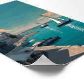 Middellandse Zee Harbour Scene - Zeilboten en Kust Poster (Hoek)