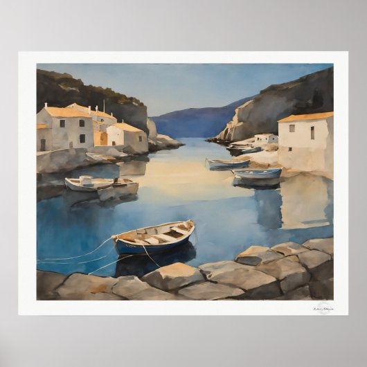 Middellandse Zee Haven Canvas, Vissersboten Kust Poster (Voorkant)