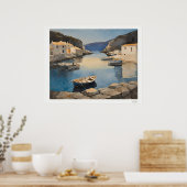 Middellandse Zee Haven Canvas, Vissersboten Kust Poster (Keuken)