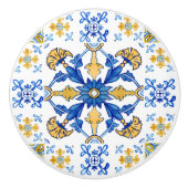 Middellandse Zee Italië Siciliaanse blauwe tegels Keramische Knop (Voorkant)