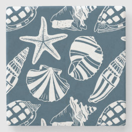 Middellandse Zee Kust Schelp Toilet Egeïsch Blauw Stenen Onderzetter