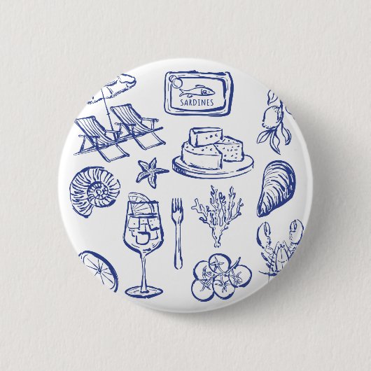 Middellandse Zee Leven Overzicht Ronde Button 5,7 Cm (Voorkant)