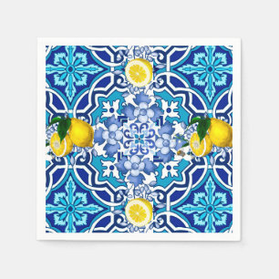 Middellandse Zee,majolica,tegels,citroenen,citrusv Servet