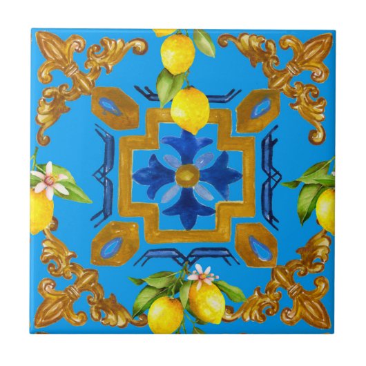 Middellandse Zee,majolica,tegels,citroenen,citrusv Tegeltje (Voorkant)