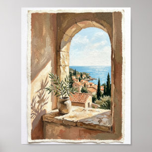 Middellandse Zee-raam I Vintage-schilderij Poster