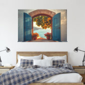 Middellandse zee raam uitzicht frame Kust Citroen  Canvas Afdruk (Insitu (Slaapkamer))