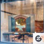 Middellandse zee raam uitzicht frame Kust Citroen Raamsticker (Cafe Raam)