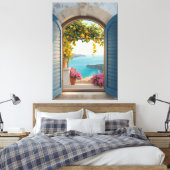 Middellandse zee raam uitzicht frame - kustlemon canvas afdruk (Insitu (Slaapkamer))