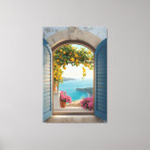 Middellandse zee raam uitzicht frame - kustlemon canvas afdruk (Voorkant)