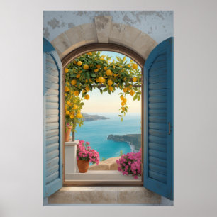 Middellandse zee raam uitzicht frame - kustlemon poster