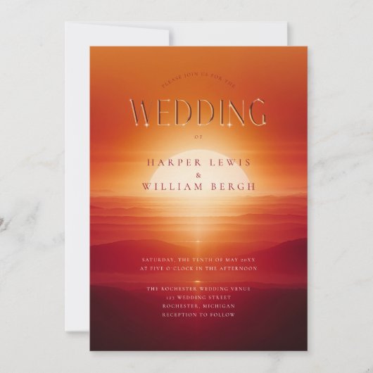 Middellandse Zee Rode zonsondergang bruiloft Kaart (Voorkant)