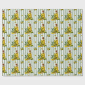 Middellandse Zee Salie Groen Streep Patroon Olijfo Cadeaupapier (Vlak)
