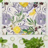 Middellandse Zee,Toscaanse stijl,olijven,patroon Theedoek (Gevouwen)