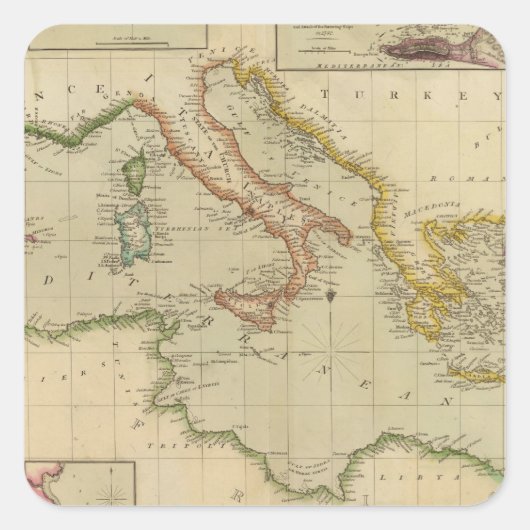 Middellandse-Zeegebied 6 Vierkante Sticker (Voorkant)