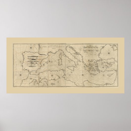 Middellandse-Zeekaart (1797) Poster (Voorkant)