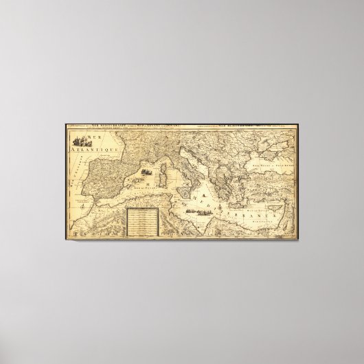 Middellandse-Zeekaart van Guillaume Sanson (1680) Canvas Afdruk (Voorkant)