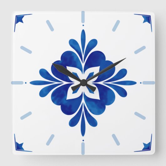 Middellandse-Zeekoraal Vierkante Klok (Voorkant)