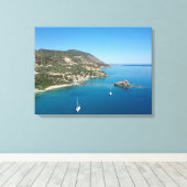 Middellandse Zeekust en jachten, Cyprus Canvas Afdruk (Insitu (Houten vloer))