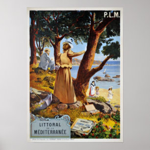 Middellandse Zeekust, Frankrijk Vintage Travel Poster