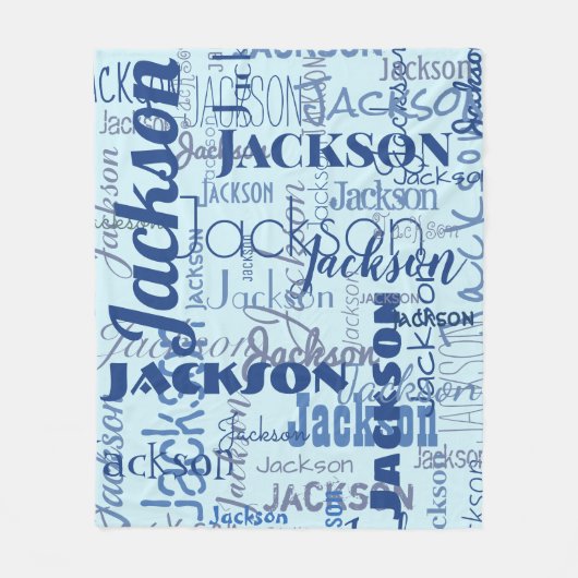 Middellange lengte naam Graffiti Pattern Blue Navy Fleece Deken (Voorkant)