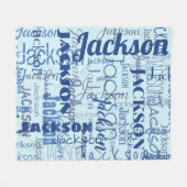 Middellange lengte naam Graffiti Pattern Blue Navy Fleece Deken (Voorkant (Horizontaal))