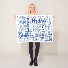 Middellange lengte Namen Patroon Blauw en Wit Baby Fleece Deken