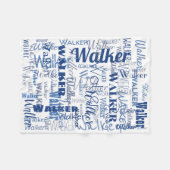 Middellange lengte Namen Patroon Blauw en Wit Baby Fleece Deken (Voorkant (Horizontaal))