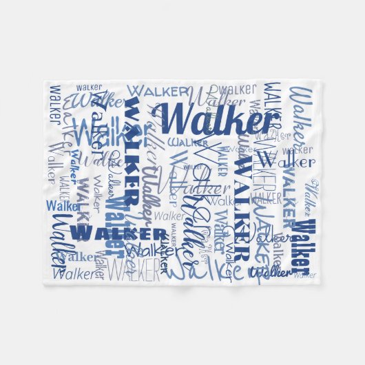 Middellange lengte Namen Patroon Blauw en Wit Baby Fleece Deken (Voorkant (Horizontaal))