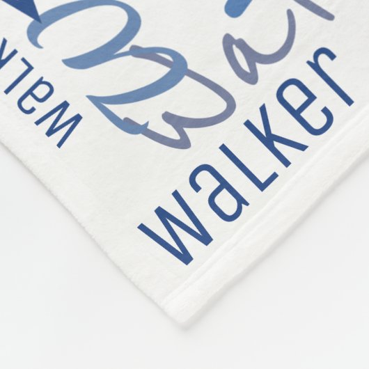 Middellange lengte Namen Patroon Blauw en Wit Baby Fleece Deken (Hoek)