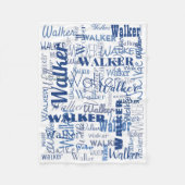 Middellange lengte Namen Patroon Blauw en Wit Baby Fleece Deken (Voorkant)