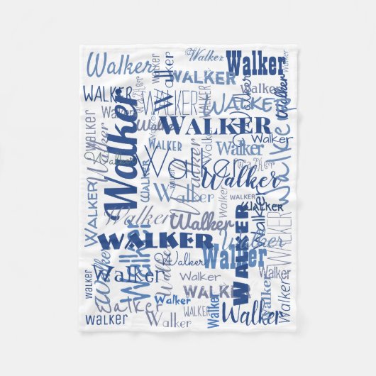 Middellange lengte Namen Patroon Blauw en Wit Baby Fleece Deken (Voorkant)