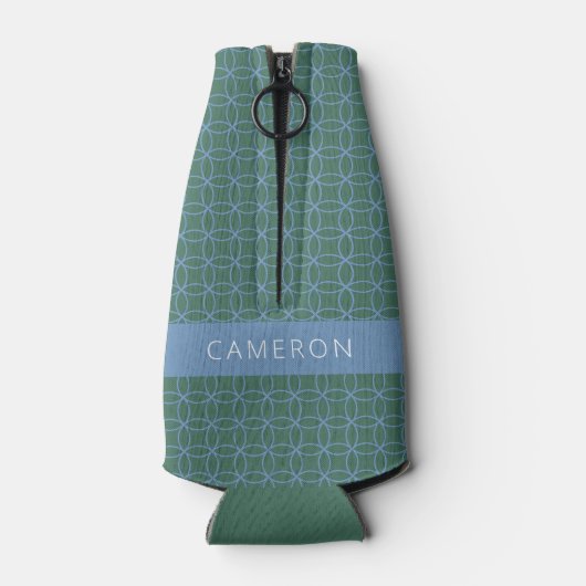 Middellange lijn Kunstpatroonpatroon Groen Blauw o Flesjeskoeler (Achterkant)