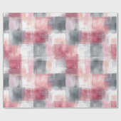 Middelmatig Abstract Gingham Roze en Grijs Cadeaupapier (Vlak)