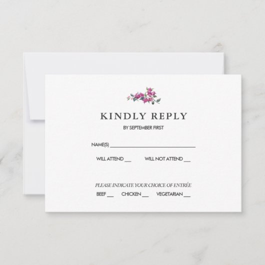 Middelmeer Bougainvillea Roze RSVP reactie uitnodi Kaart (Voorkant)